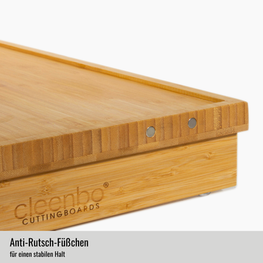 cleenbo Duo Bamboo Schneidebrett mit 2 GN-Auffangwannen – 55 x 38 cm